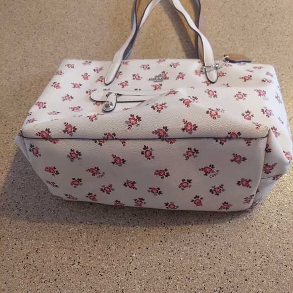 Coach Flower Taylor Tote Bag purse handbag pocketbook designer cream pink floral - Picture 11 of 15
